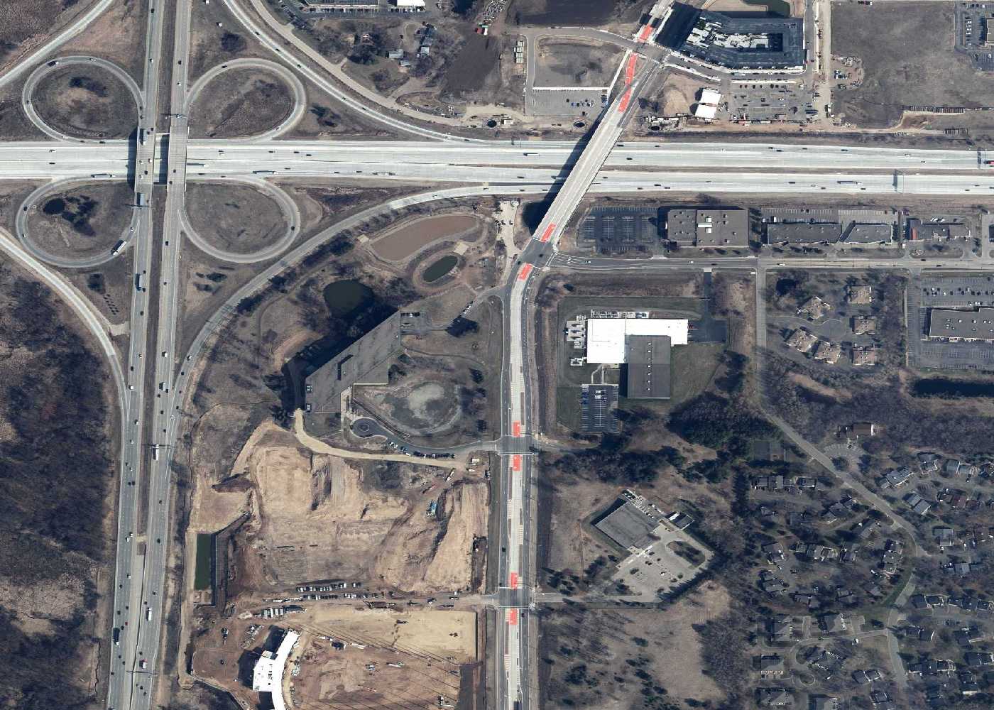 Satellite map showing 401 and 500 Bielenberg data center facilities in Woodbury